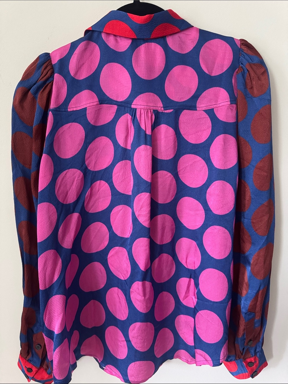 BODEN Hammered Satin Shirt-Tickled Pink Polka Dot Size 8 - Picture 8 of 13